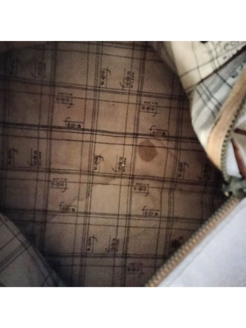 Fedra Milano Beige Leather Tote Bag Brown Handles Italy 1970s Vintage Shabby Dis - Picture 15 of 16
